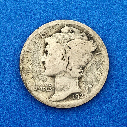 1921 P United States 90% Silver Mercury Dime Key Date Scarce Philadelphia Coin
