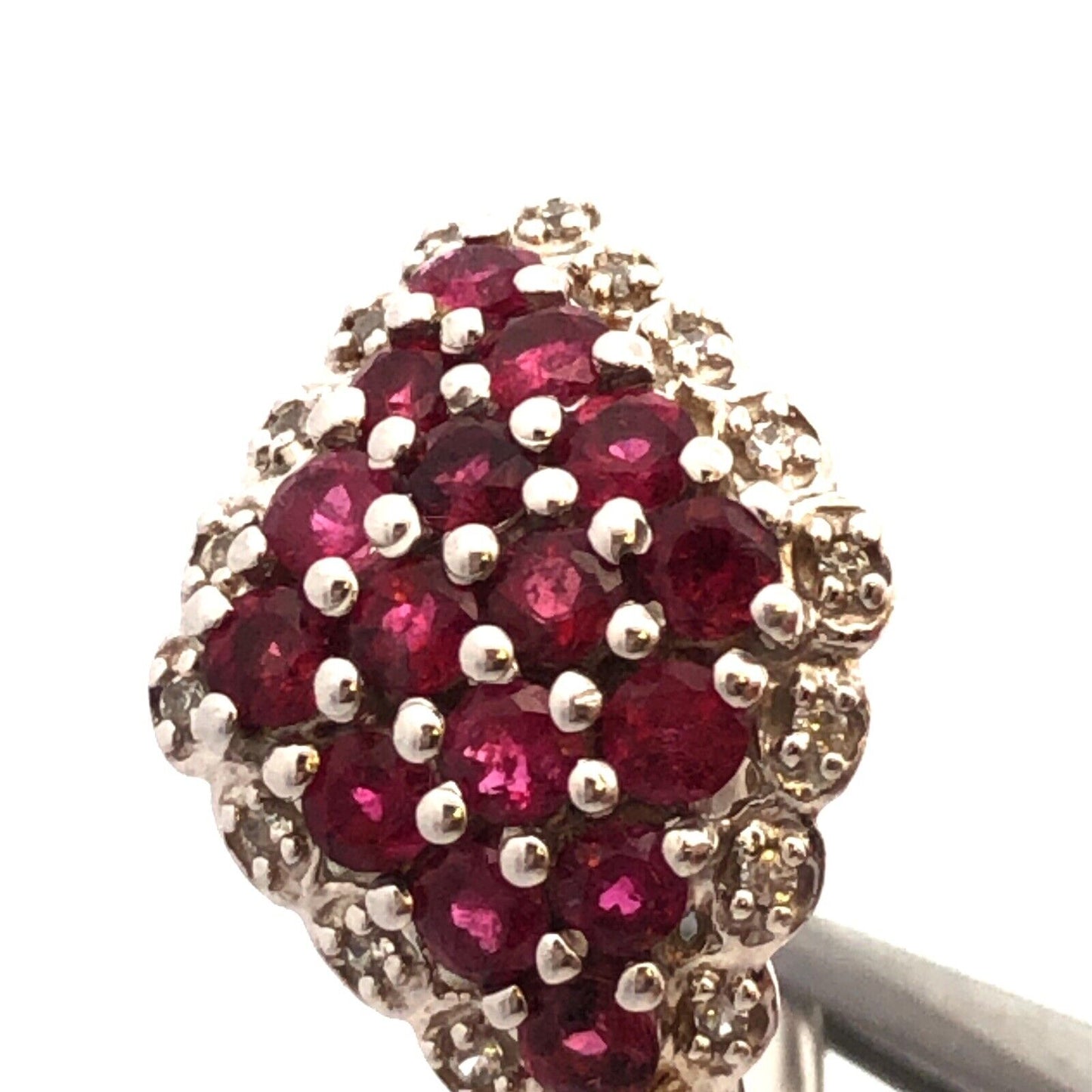 Designer TGGC 925 Sterling Silver Pink Tourmaline White Topaz Cluster Ring