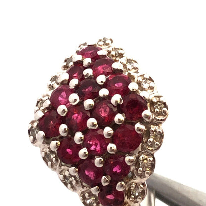 Designer TGGC 925 Sterling Silver Pink Tourmaline White Topaz Cluster Ring