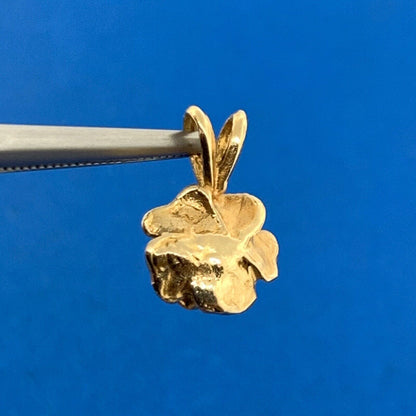 Vintage 14K Yellow Gold Ruby Rose Flower Petite Charm Pendant