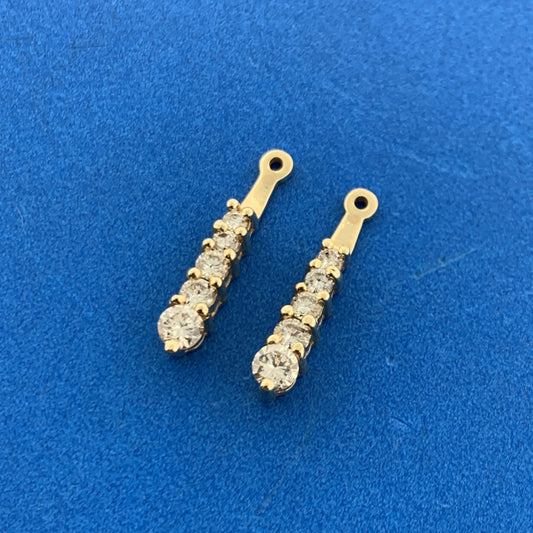 Gorgeous 14k Yellow Gold Round Cut Diamond Vertical Set Earring Enhancers