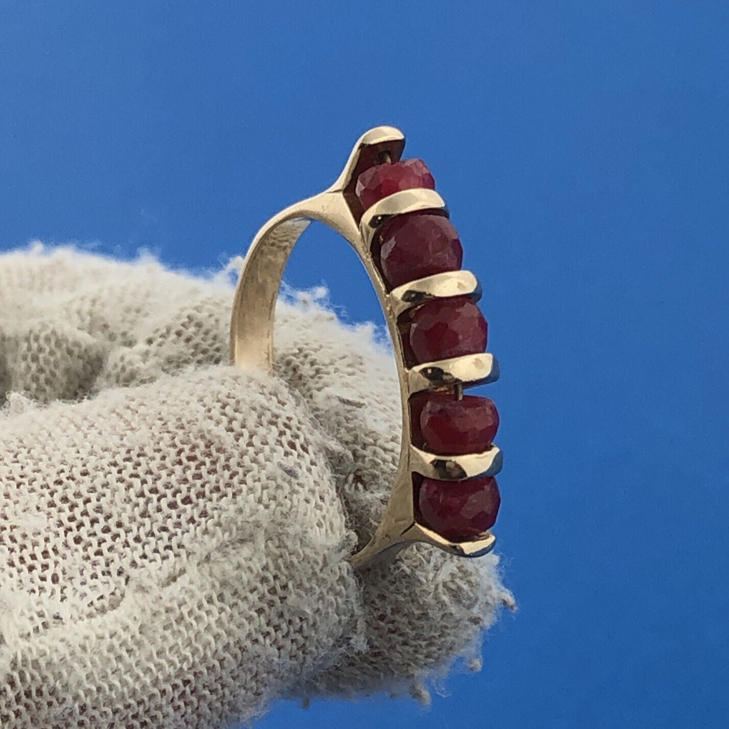 Designer Turkey Sterling Silver 925 Gold Vermeil Ruby Bead July Occasion Ring