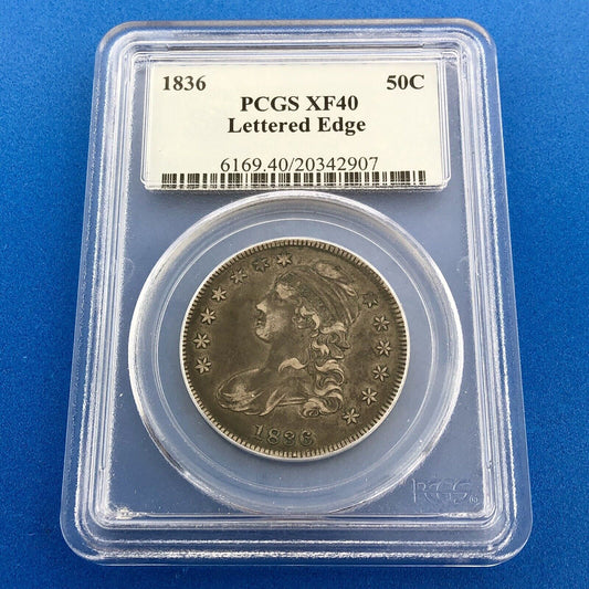 1836 Capped Bust Silver Half Dollar 50c Lettered Edge PCGS XF40 Early US Coin