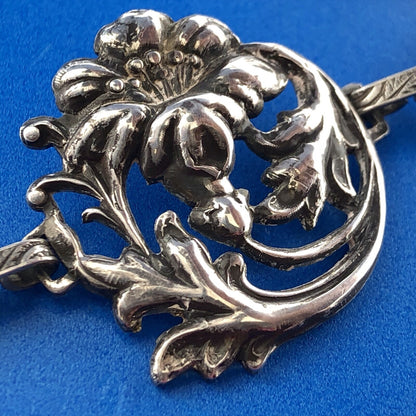 Vintage Art Deco Sterling Silver 925 7.5" Womens Floral Link Bracelet