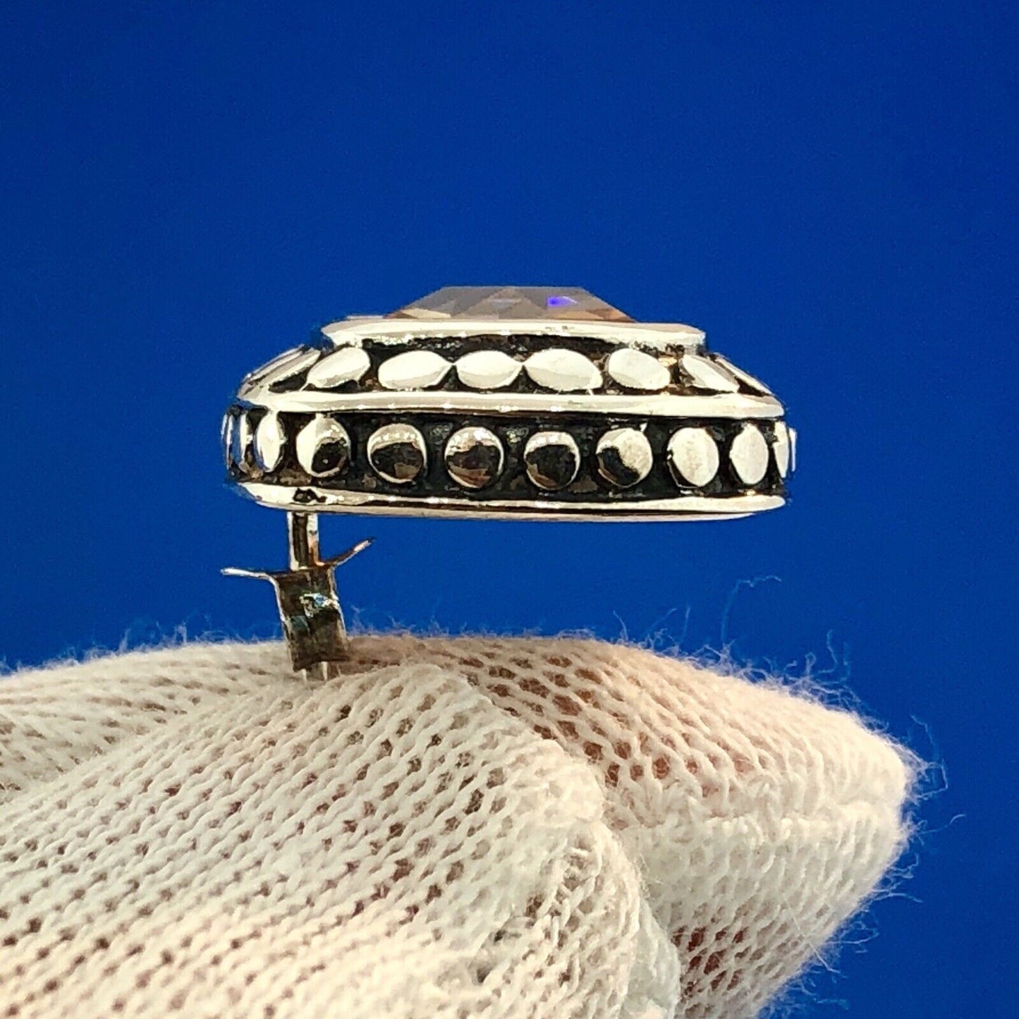 Sterling Silver 925 Citrine Pebble Snake Skin November Anniversary Stud Earrings