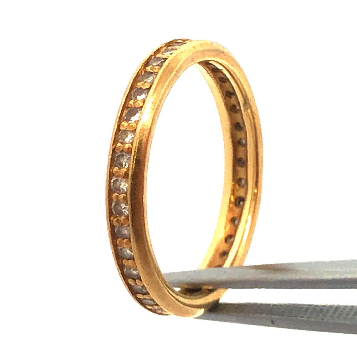 18K Yellow Gold Round Channel Set Diamond Eternity Anniversary Wedding Ring Band