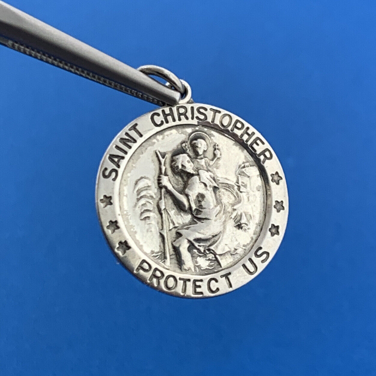 Vintage Danecraft 925 Sterling Silver Saint Christopher Protection Pendant Charm