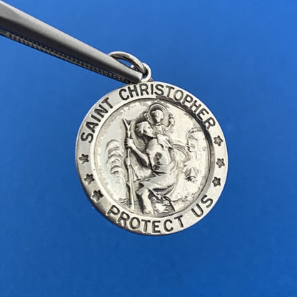 Vintage Danecraft 925 Sterling Silver Saint Christopher Protection Pendant Charm