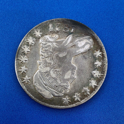 1827 P Capped Bust Silver Half Dollar 50c Early Philadelphia Mint Sunset Tones
