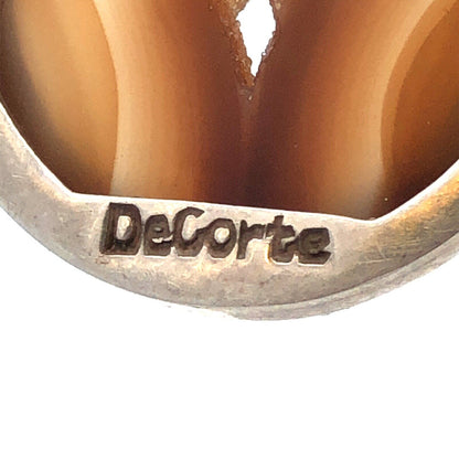 Designer DeCorte 925 Sterling Silver Brown Agate Druzy Protection Amulet Pendant