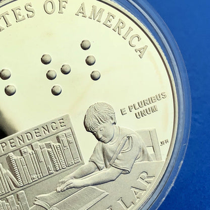 2009 P Louis Braille Bicentennial Commemorative Proof Silver Dollar $1 OMP/COA
