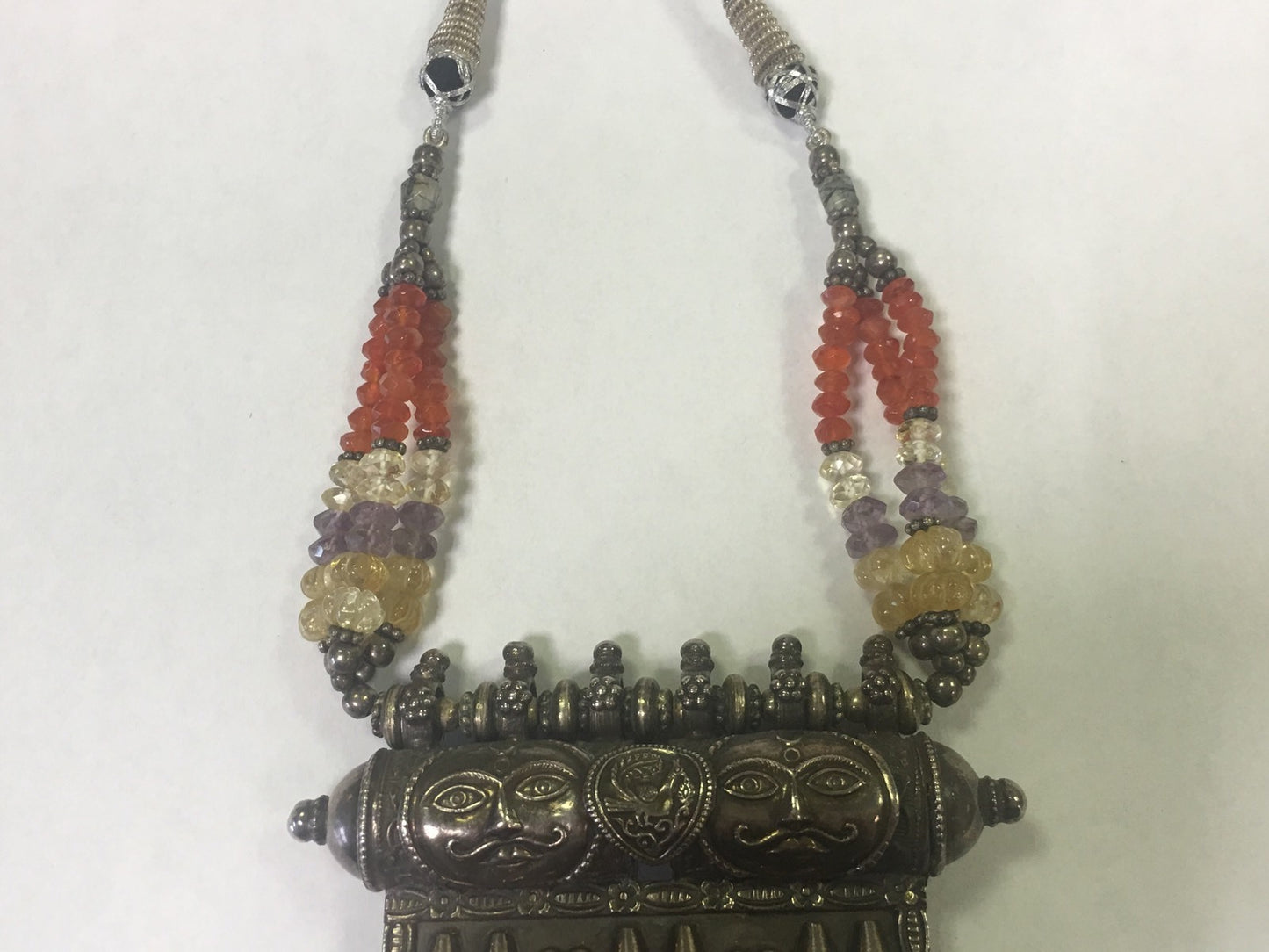 One-of-a-Kind Statement Necklace 800 Silver Bead Detail with Adjustable Rope