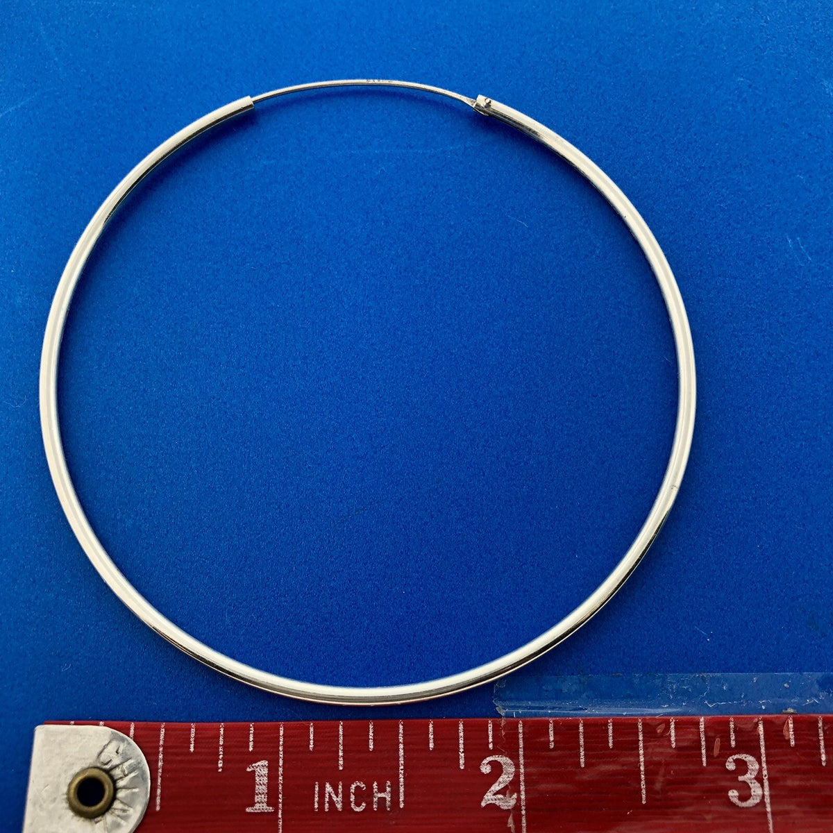 Retro Designer 925 Sterling Silver Polished 3" Statement Hoop Earrings