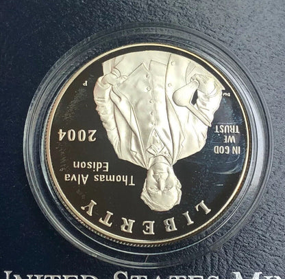 1994 P Thomas Alva Edison Commemorative Proof Silver $ Dollar OMP/COA