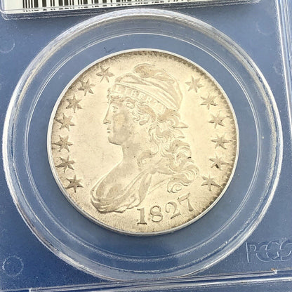 1827 Capped Bust Silver Half Dollar 50c Square Base 2 PCGS AU53 Early US Coin