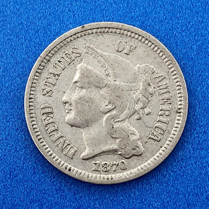 1870 P Nickel Three Cent Piece 3c Better Key Rare Scarce Philadelphia Coin