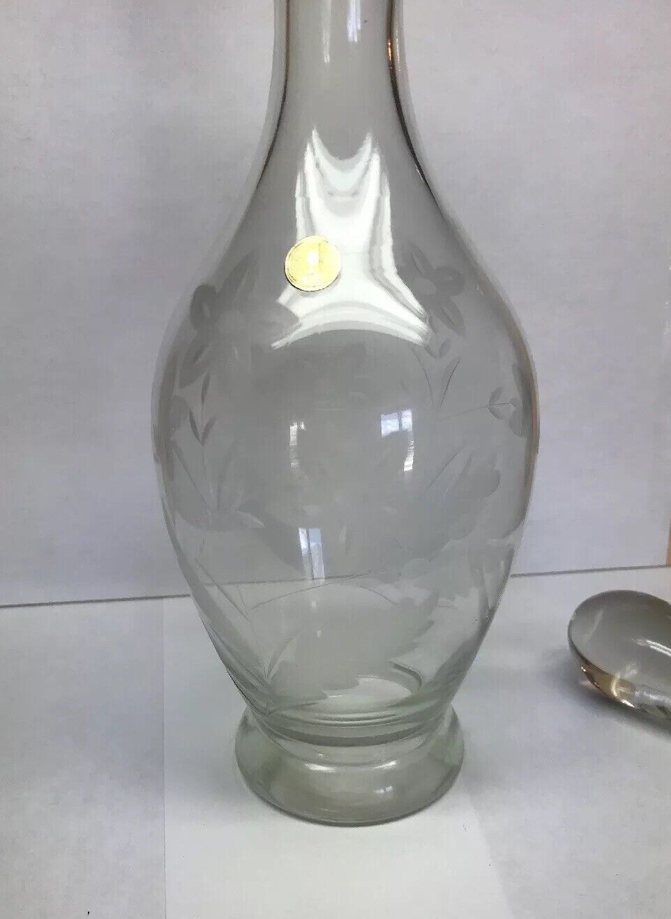 Romania Floral Etched Cordial Aperitif Sherry Bar Ware Decorative Glass Decanter