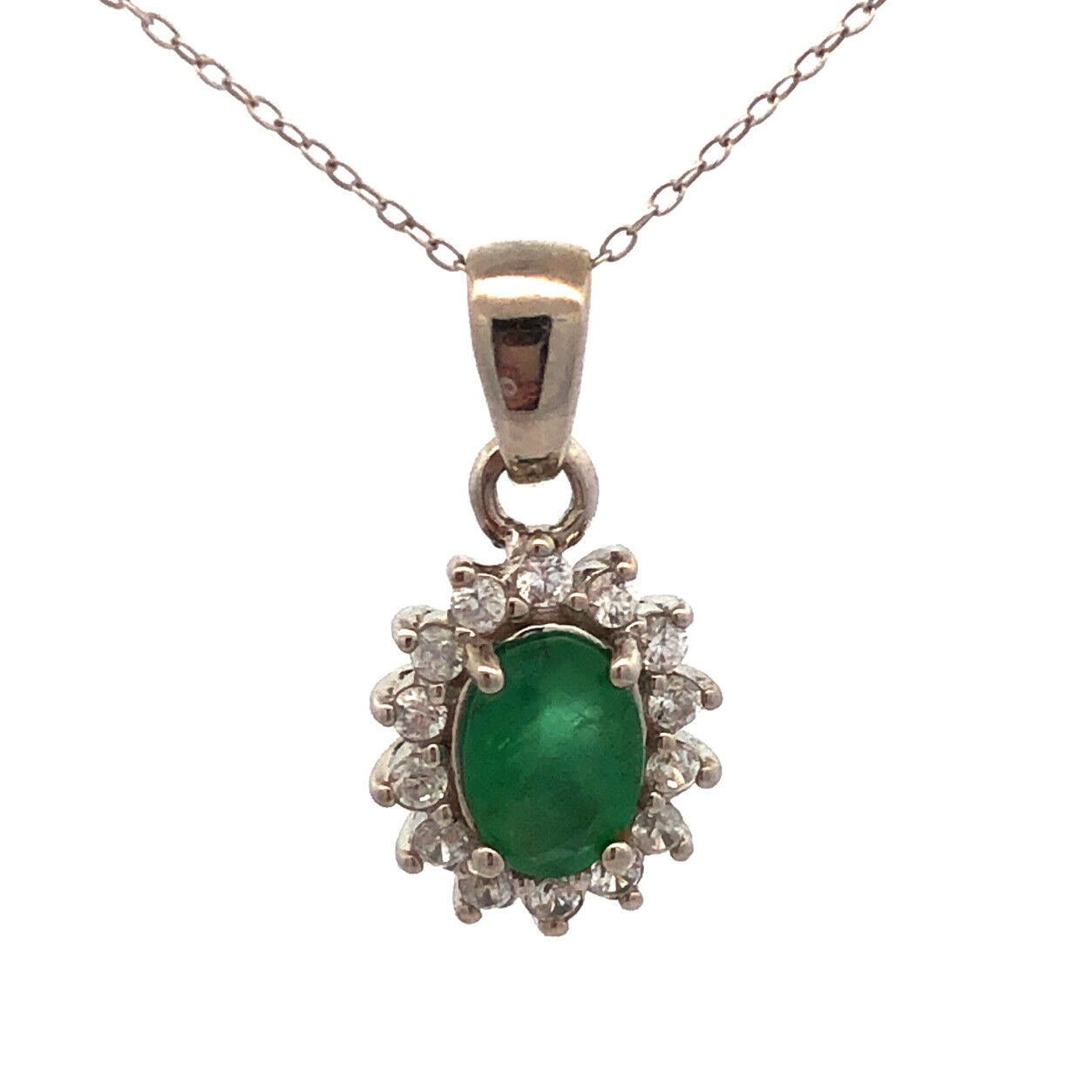 Designer DJoy 925 Sterling Silver Oval Zambian Emerald Topaz Pendant Necklace
