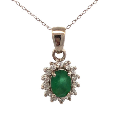 Designer DJoy 925 Sterling Silver Oval Zambian Emerald Topaz Pendant Necklace