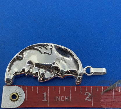 Designer 925 Sterling Silver Man In The Moon Crescent Statement Pendant