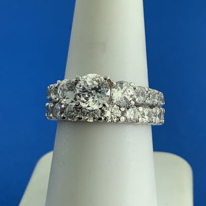 Diamonique Cubic Zirconia 925 Sterling Silver Wedding Bridal Rings Set
