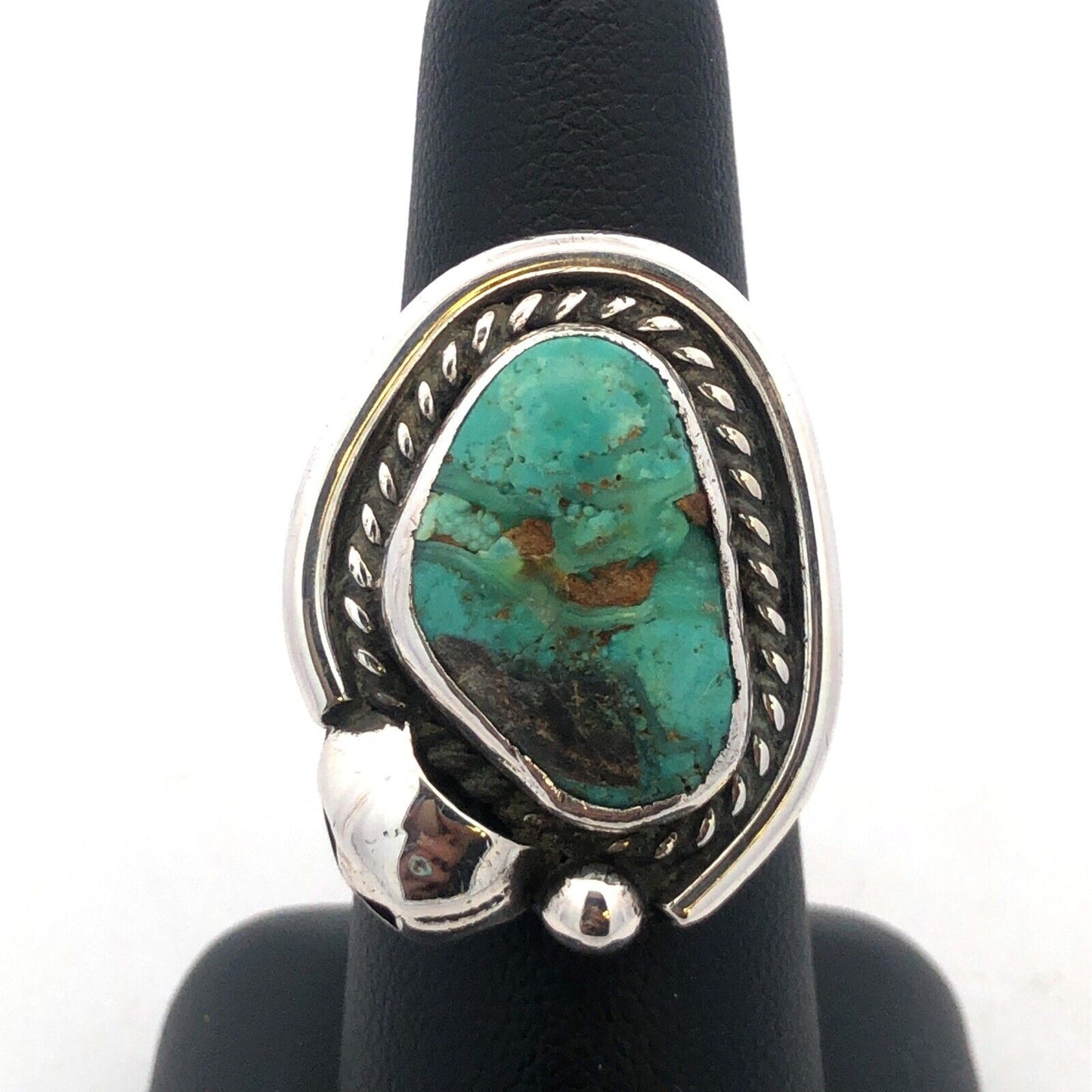 Native American 925 Sterling Silver Chunky Turquoise Statement Finger Ring