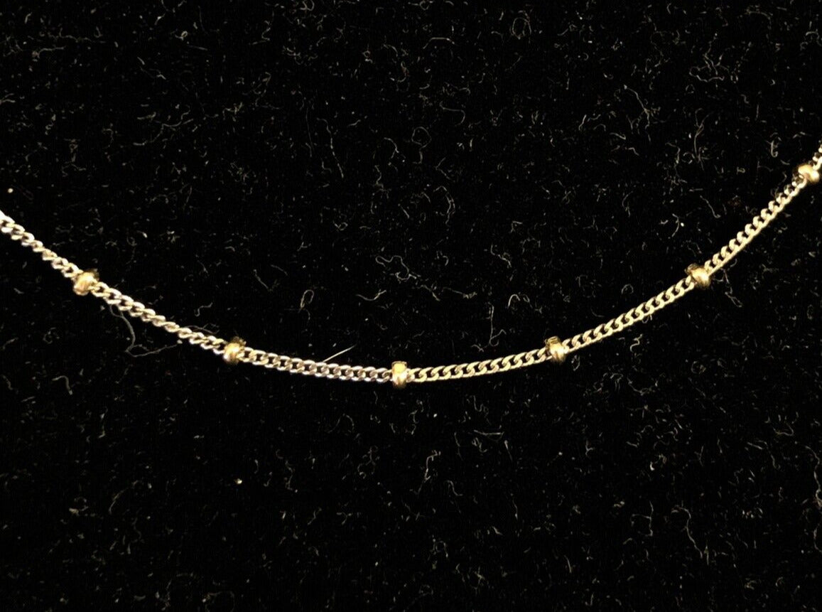 Designer F Italy 14K Yellow White Gold Two-Tone Station Chain Necklace