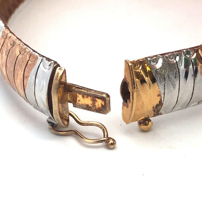 Designer Milor Italy 925 Sterling Silver Vermeil Gold Rose Gold Chain Bracelet