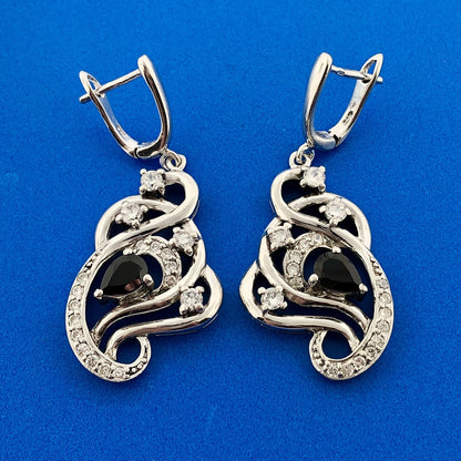 Sterling Silver Garnet Quartz January Anniversary Statement Drop Dangle Earrings