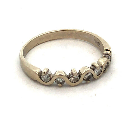 Designer KCO 14K White Gold Round Diamond Wave Wedding Anniversary Band Ring