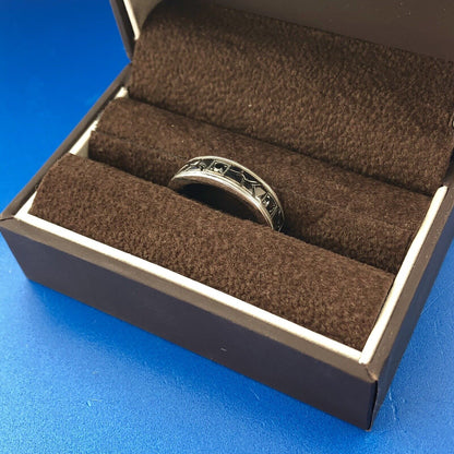 Neil Lane 14K White Gold Black Diamond Sz 8.75 Unisex Wedding Bridal Band Ring