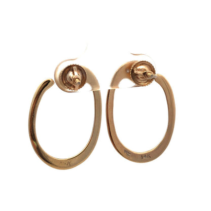 Designer WZ 14K Yellow Gold Round Diamond Oval Modernist Drop Stud Earrings