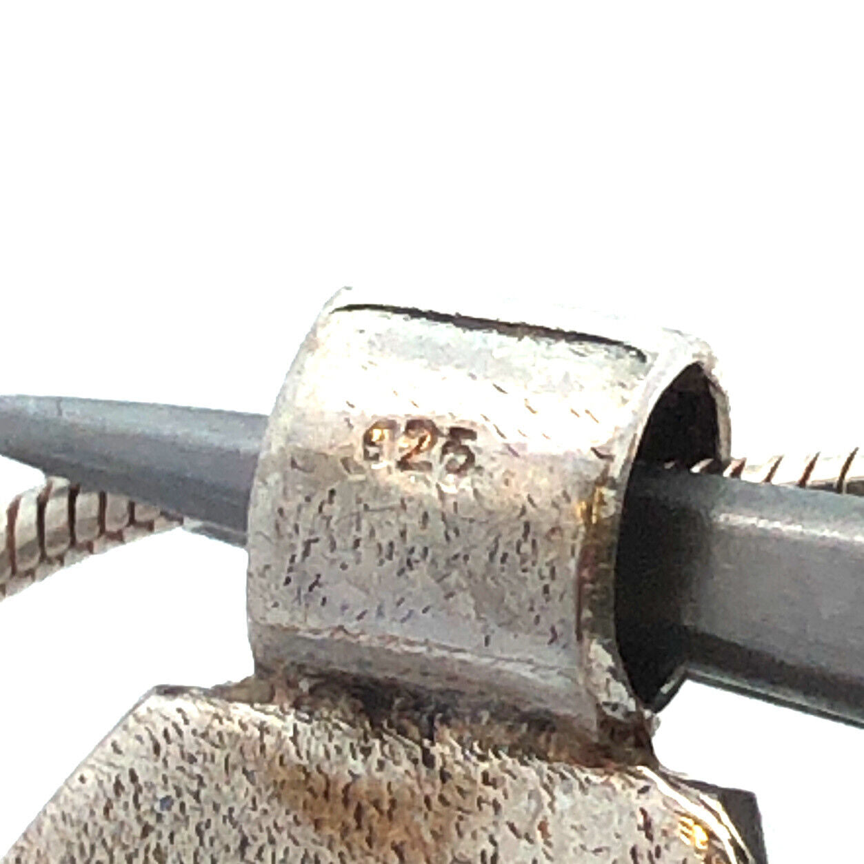 Vintage 925 Sterling Silver Amber Orange Agate Inlay Oval Pendant Necklace