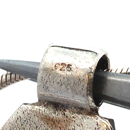 Vintage 925 Sterling Silver Amber Orange Agate Inlay Oval Pendant Necklace