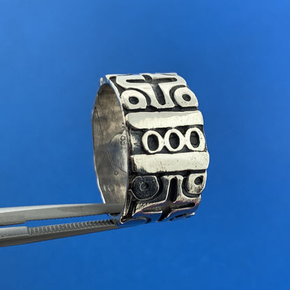 Stunning Sterling Silver 925 Modernist Cross Circle Cigar Band Ring Size 9.75