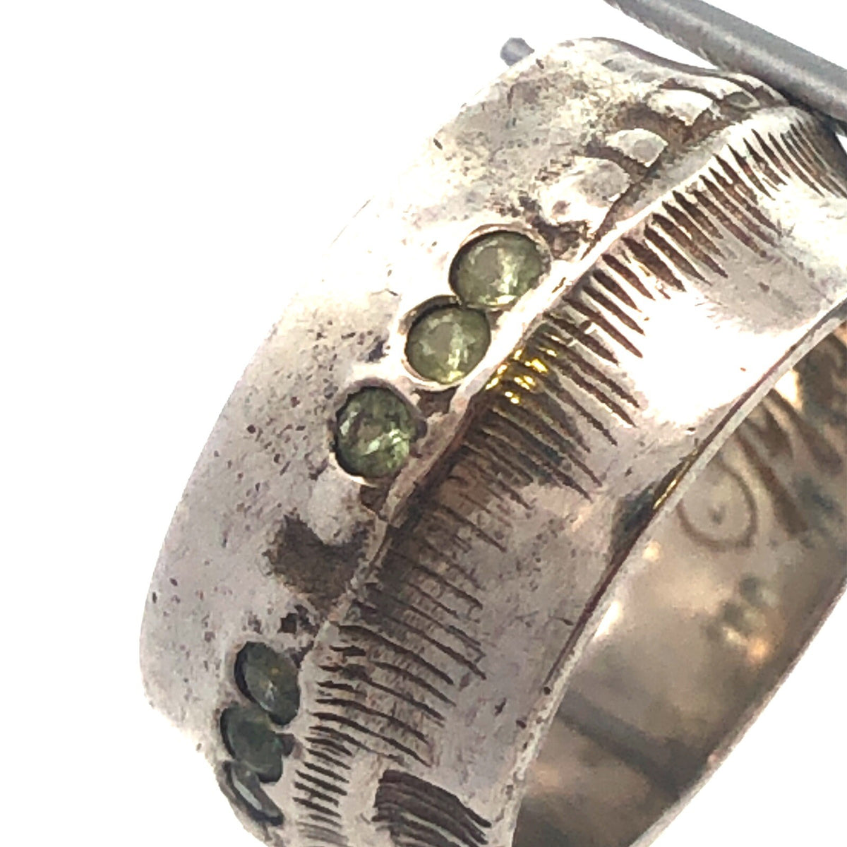 Mignon Faget Sterling Silver Cubic Zirconia Scarred Node Wide Cigar Band Ring