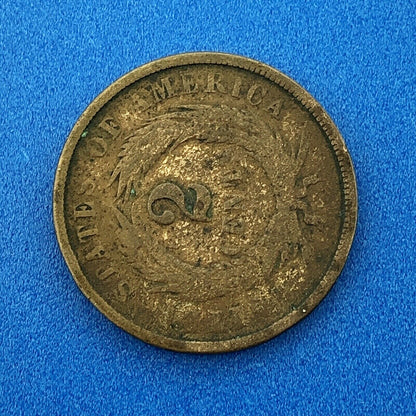 1865 P United States Bronze Two Cent Piece $.02 2c Philadelphia Mint Coin