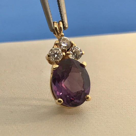 Stuller 14K Yellow Gold Purple Sapphire Cubic Zirconia Anniversary Pendant