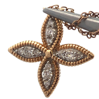 Designer 14K Yellow Gold Diamond Floral Pinwheel Necklace