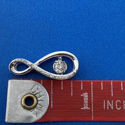 Designer 925 Sterling Silver Floating Diamond Cluster Eternity Infinity Pendant