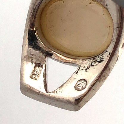 Designer 925 Sterling Silver Oval Mother of Pearl Drop Stud Earrings