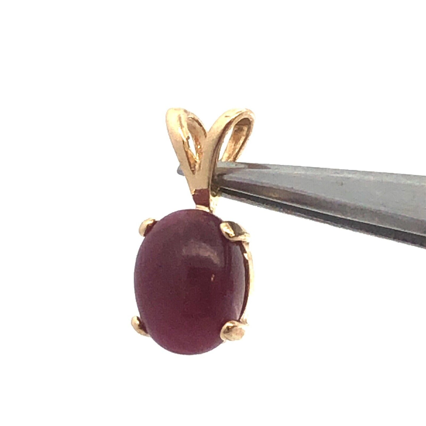 Designer 14K Yellow Gold Oval Purple Ruby Solitaire Pendant