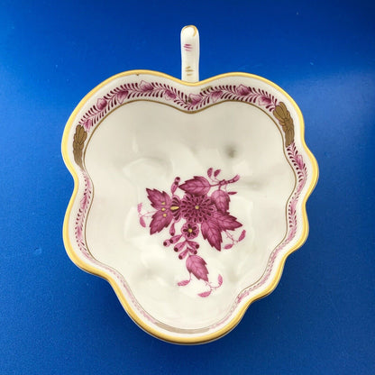 Vintage Herend Hugary Raspberry Chinese Bouquet Apponyi Deep Leaf Nappy Dish