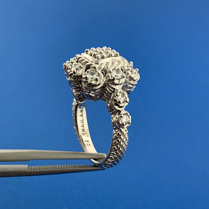 Judith Ripka Sterling Silver 925 CZ Diamonique Heirloom Statement Ring