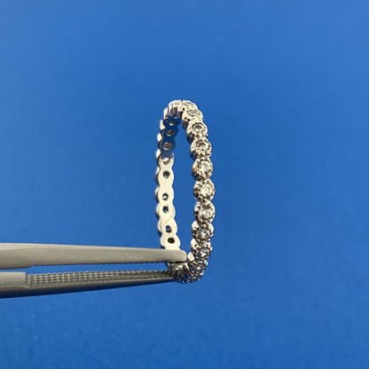 Stackable Sterling Silver 925 ATI Round Cubic Zirconia Eternity Bridal Ring