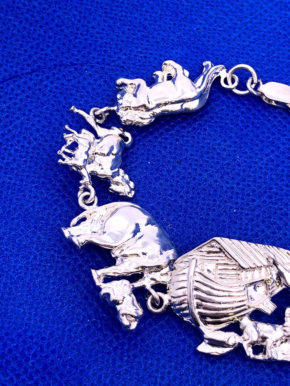 Designer 925 Sterling Silver Noah's Ark Animals Panel Bracelet