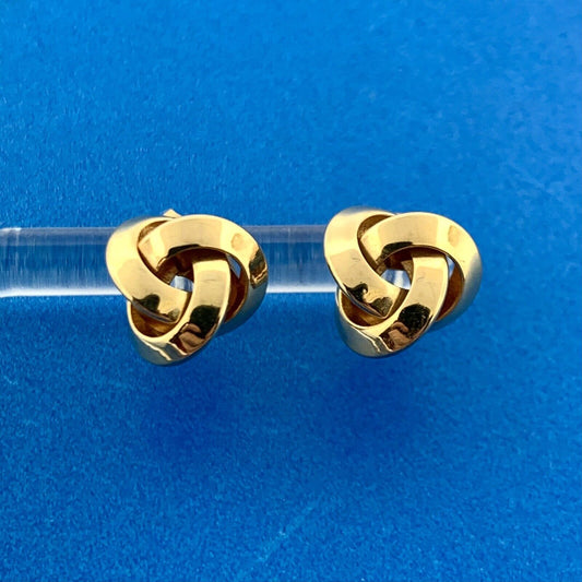 Gorgeous 14k Yellow Gold Knot Friction Back Stud Earrings
