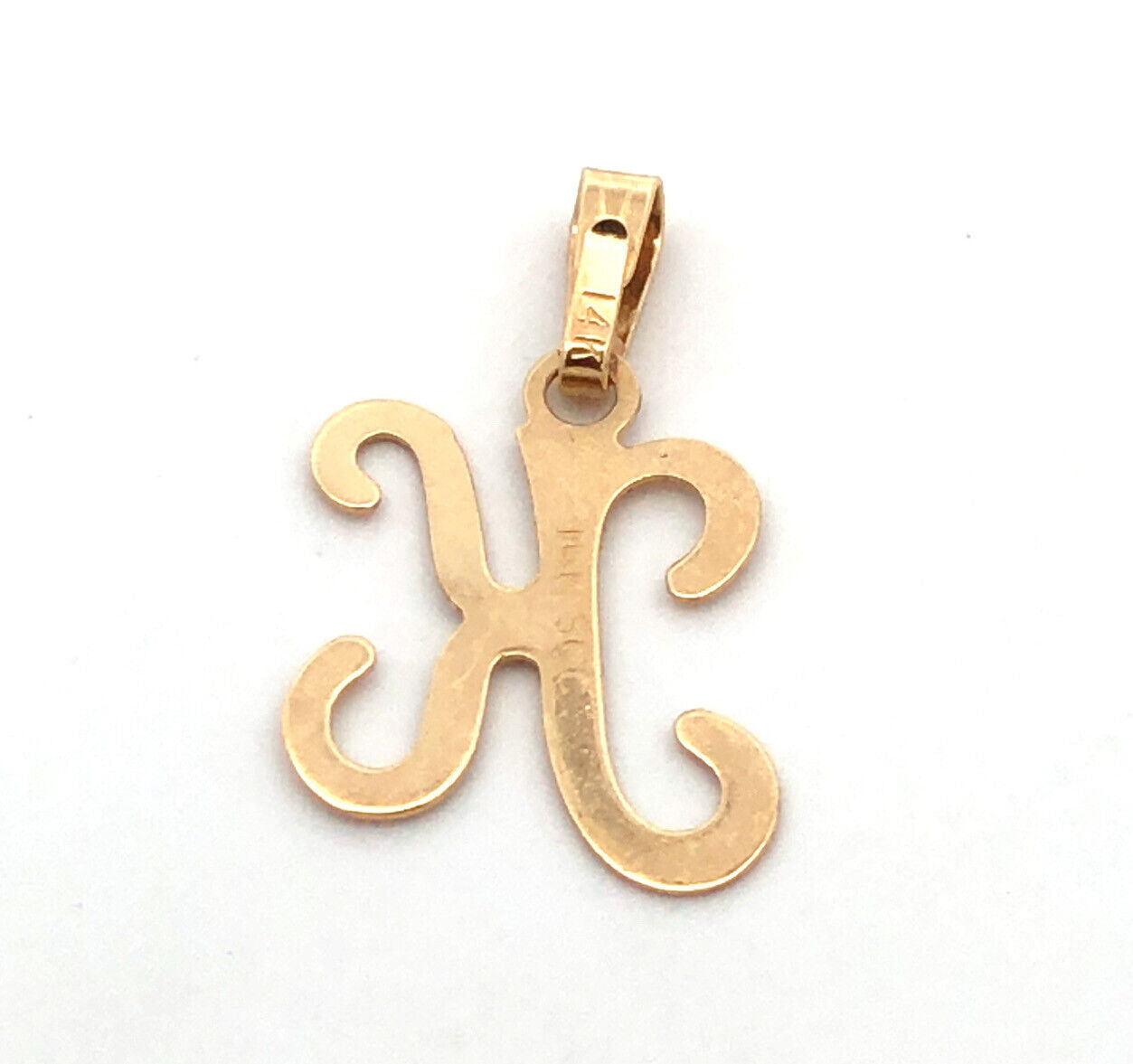 Designer SCC 14K Yellow Gold Letter Initial K Monogram Pendant