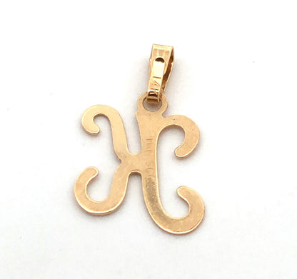 Designer SCC 14K Yellow Gold Letter Initial K Monogram Pendant