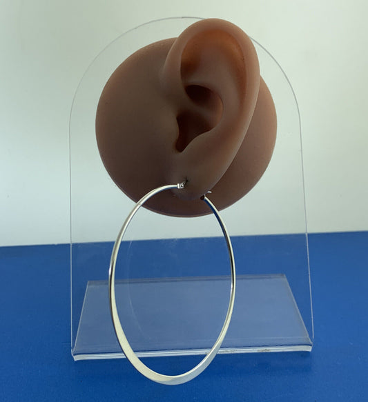 Dyadema Italy 925 Sterling Silver Oval Tapered Statement Hoop Earrings